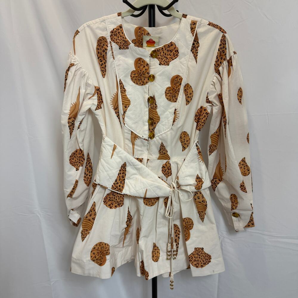 Farm Rio Leopard Shell Matelasse Romper Size XS NWT